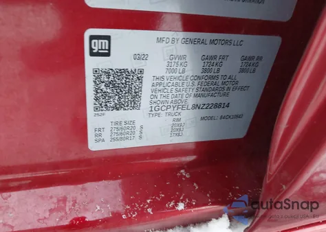 2022 Chevrolet Silverado 1500 Ltd 4Wd Short Bed Lt Trail Boss from USA, damaged, VIN 1GCPYFEL8NZ228814